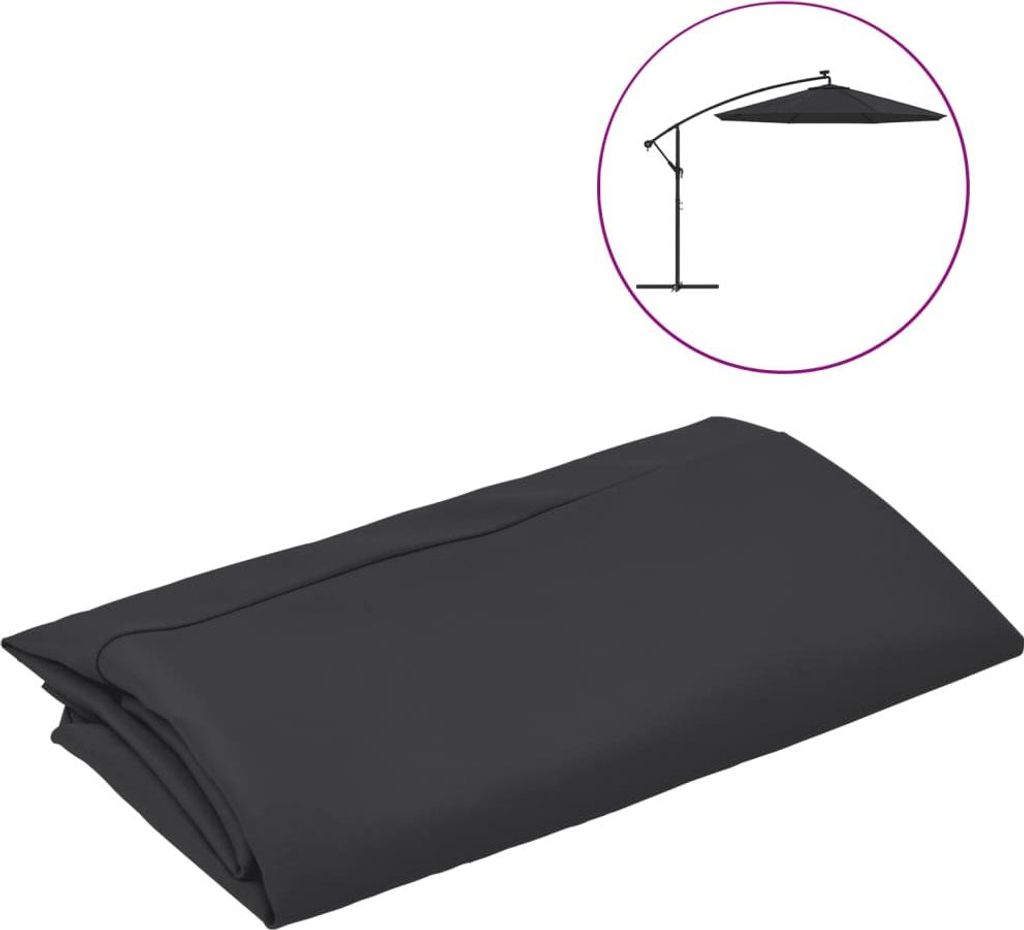 vidaXL Ersatzbezug für Ampelschirm Schwarz 350 cm