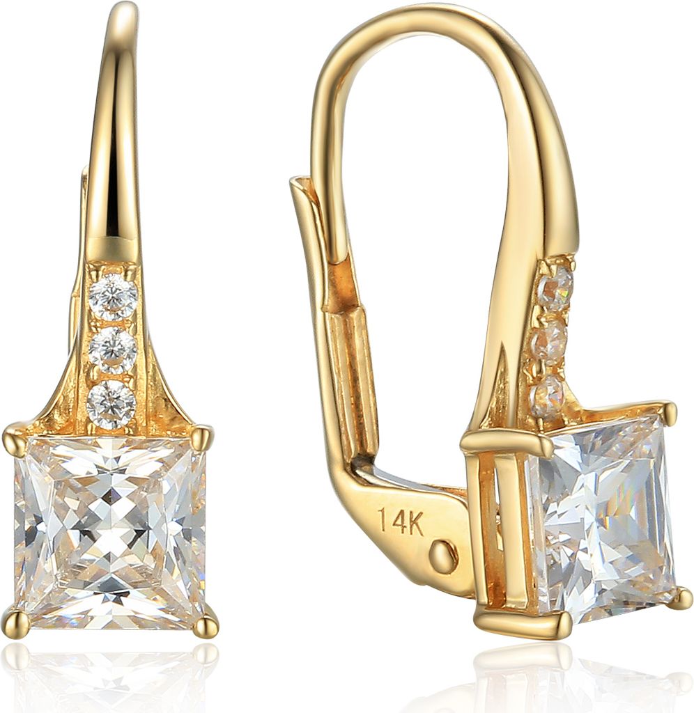 585er Gelbgold Ohrhänger mit Zirkonia Squareschliff Produktbild 