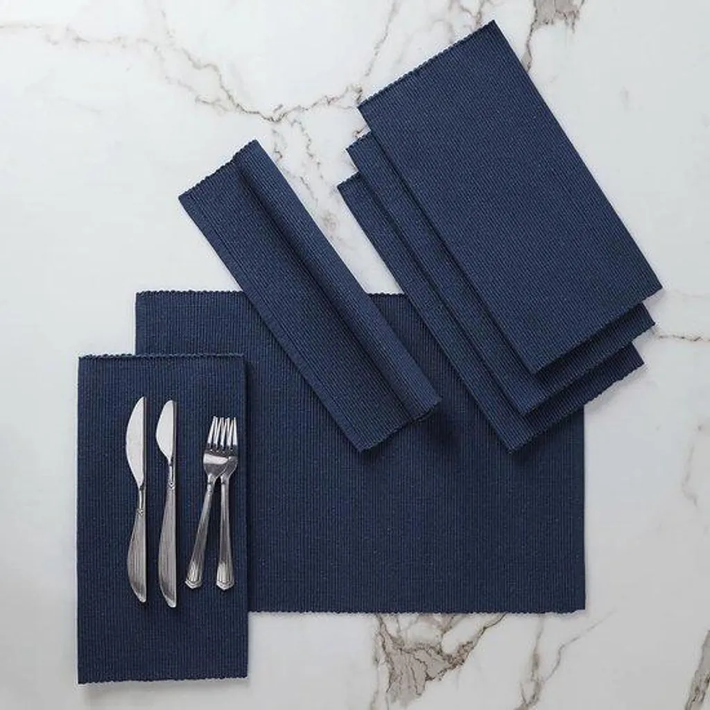 Set de table anti-rayure coton épais bleu foncé lavable pour enfant