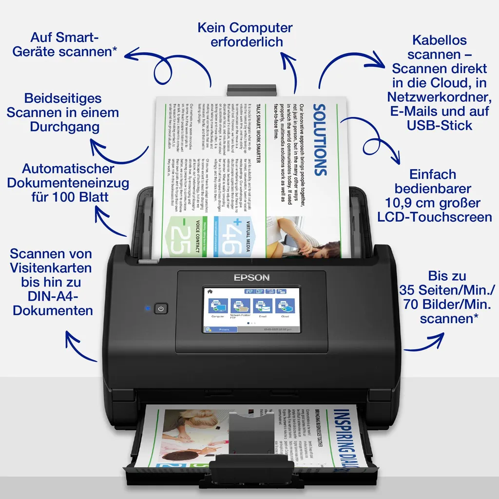 Scanner de documents Epson WorkForce ES-580W pour numérisation rapide - 6