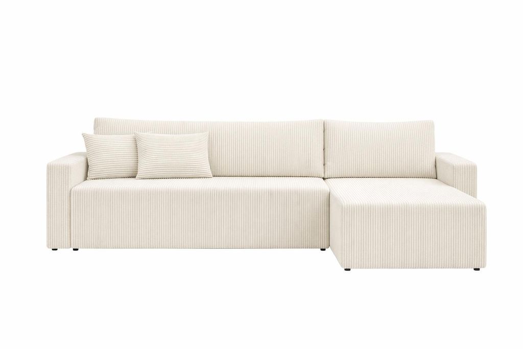 Sofello Sofa-Eckcouch PARO Vanille aus Cordvelours, 191–200 x 131–140 cm, Eigenschaften