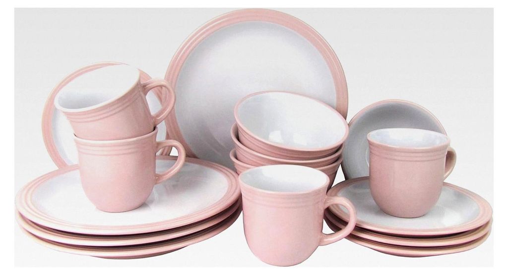 Kombiservice Camden 16-teilig, platzsparend, spülmaschinenfest, mikrowellengeeignet, robust (Pink)