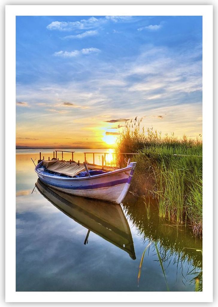 Poster - Poster ohne Rahmen - See Boot Wasser - 70x100 cm - Wand Bild - Wanddeko - Wandbilder - Kunstposter - Wandposter - Bilder - Kunstdruck - Wa...