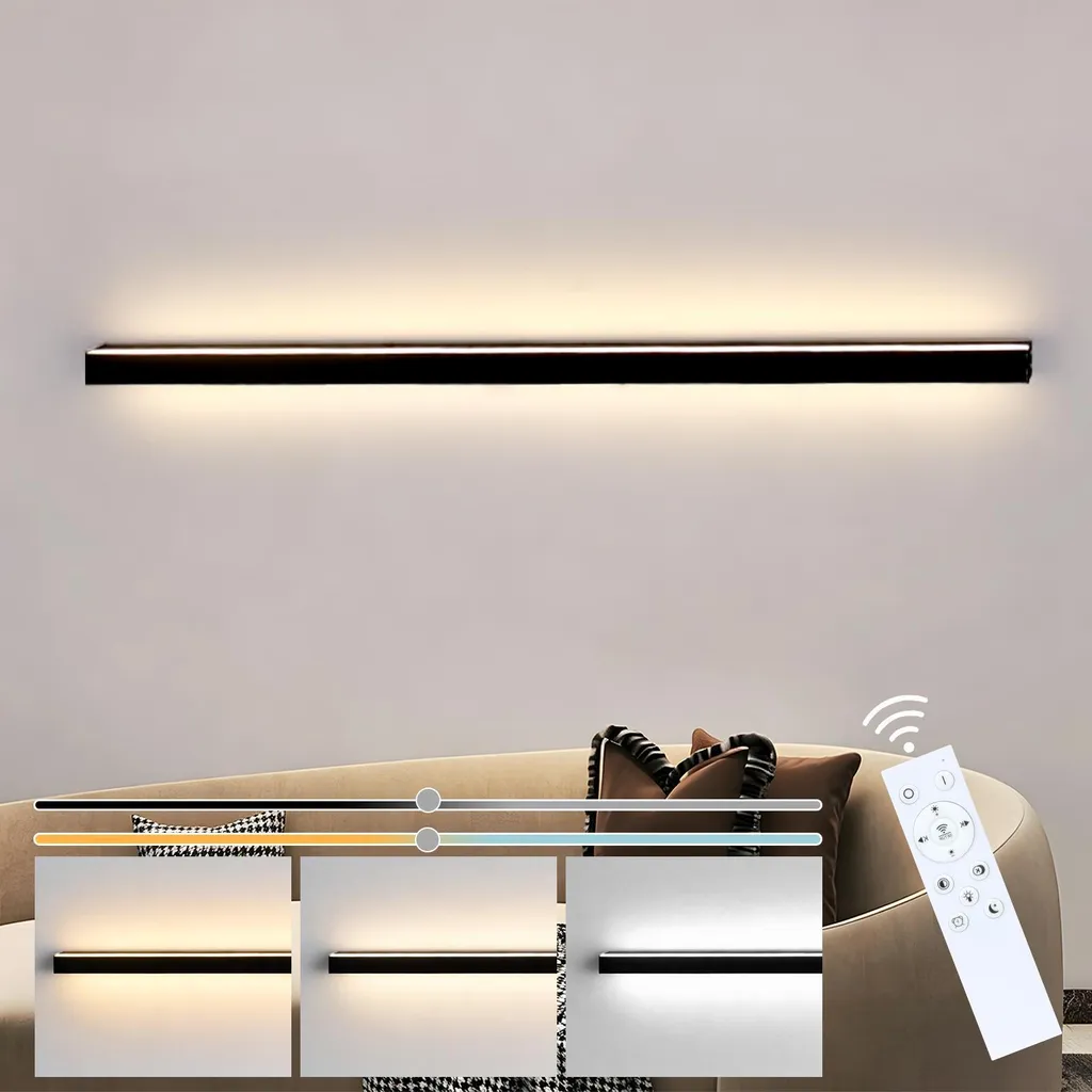 Luminaire mural LED design 100 cm noir intensité réglable pour salon