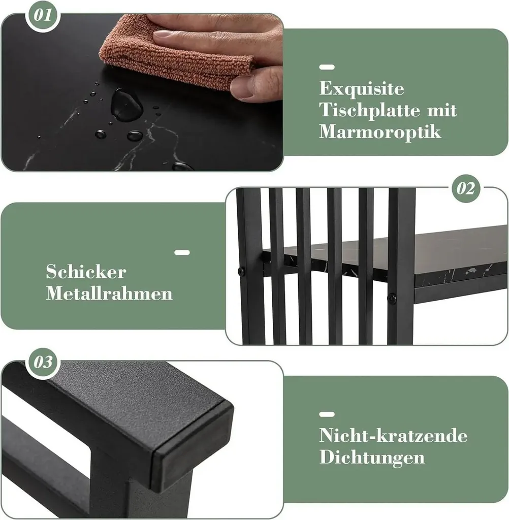 Console Noire 2 Niveaux en Métal Effet Marbre - Table d'Appoint Étroite - 5