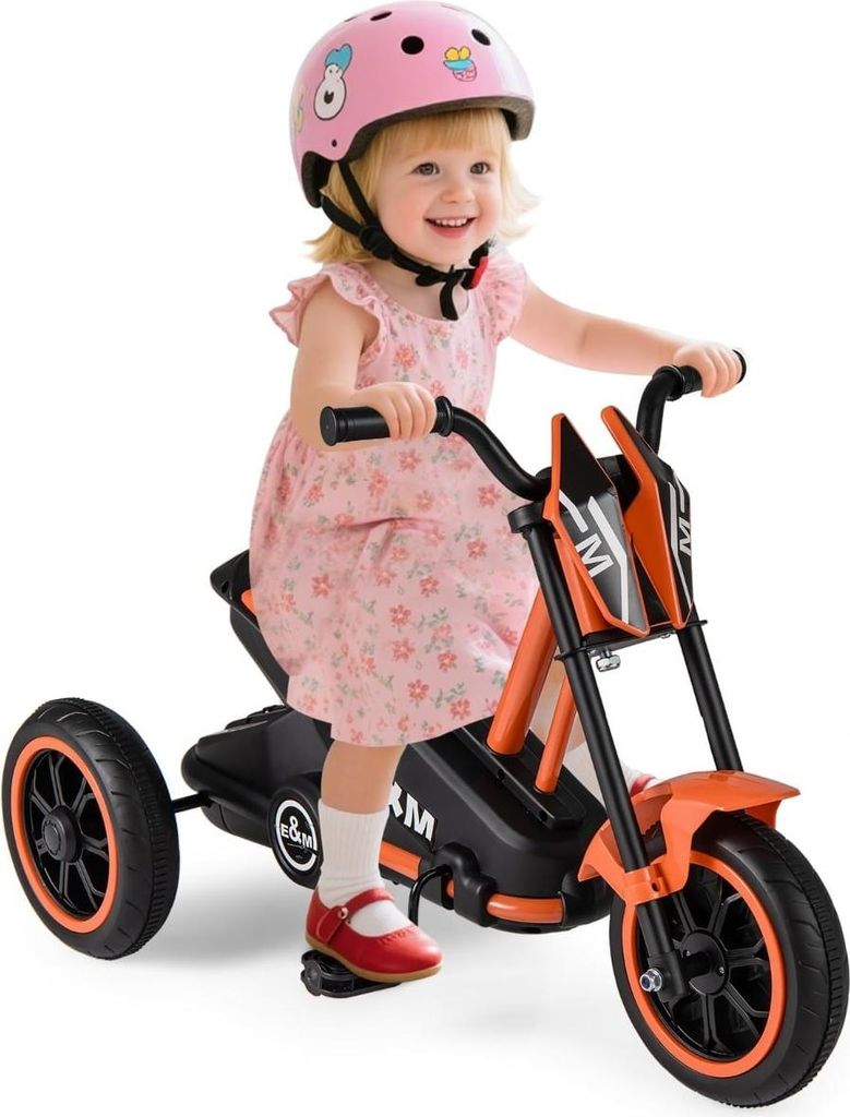 Dreirad für Kinder mit rutschfesten Pedalen, orange, ab 3 Jahren