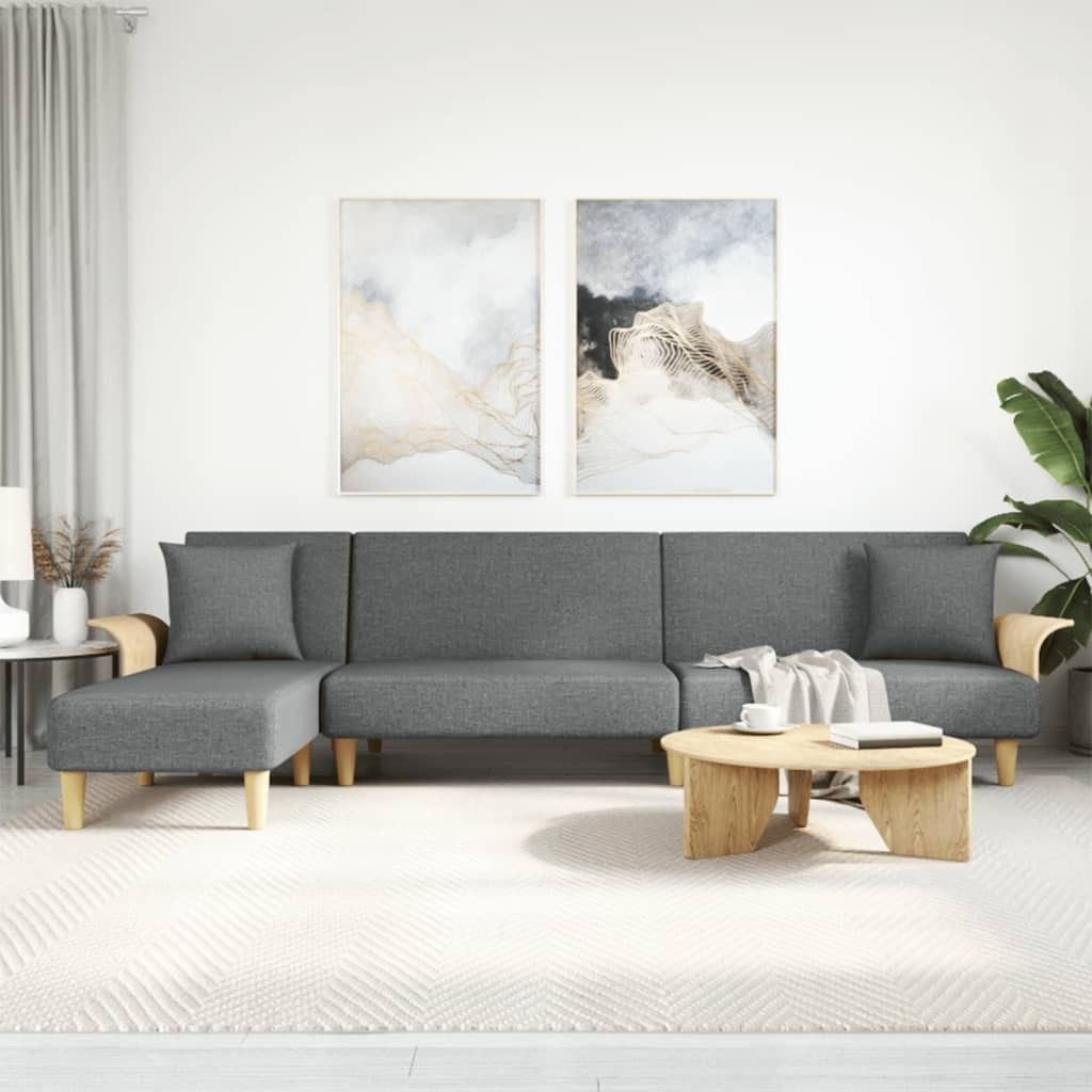 Maison Exclusive - Schlafsofa in L-Form Dunkelgrau 279x140x70 cm Stoff