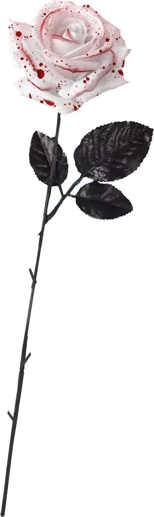 Halloween Rose Unheimlich Blutrot Weiß Horror Nachbildungation Requisit Gruselig Gothic Atmosphäre Nachbildung, Farbe: Weiß