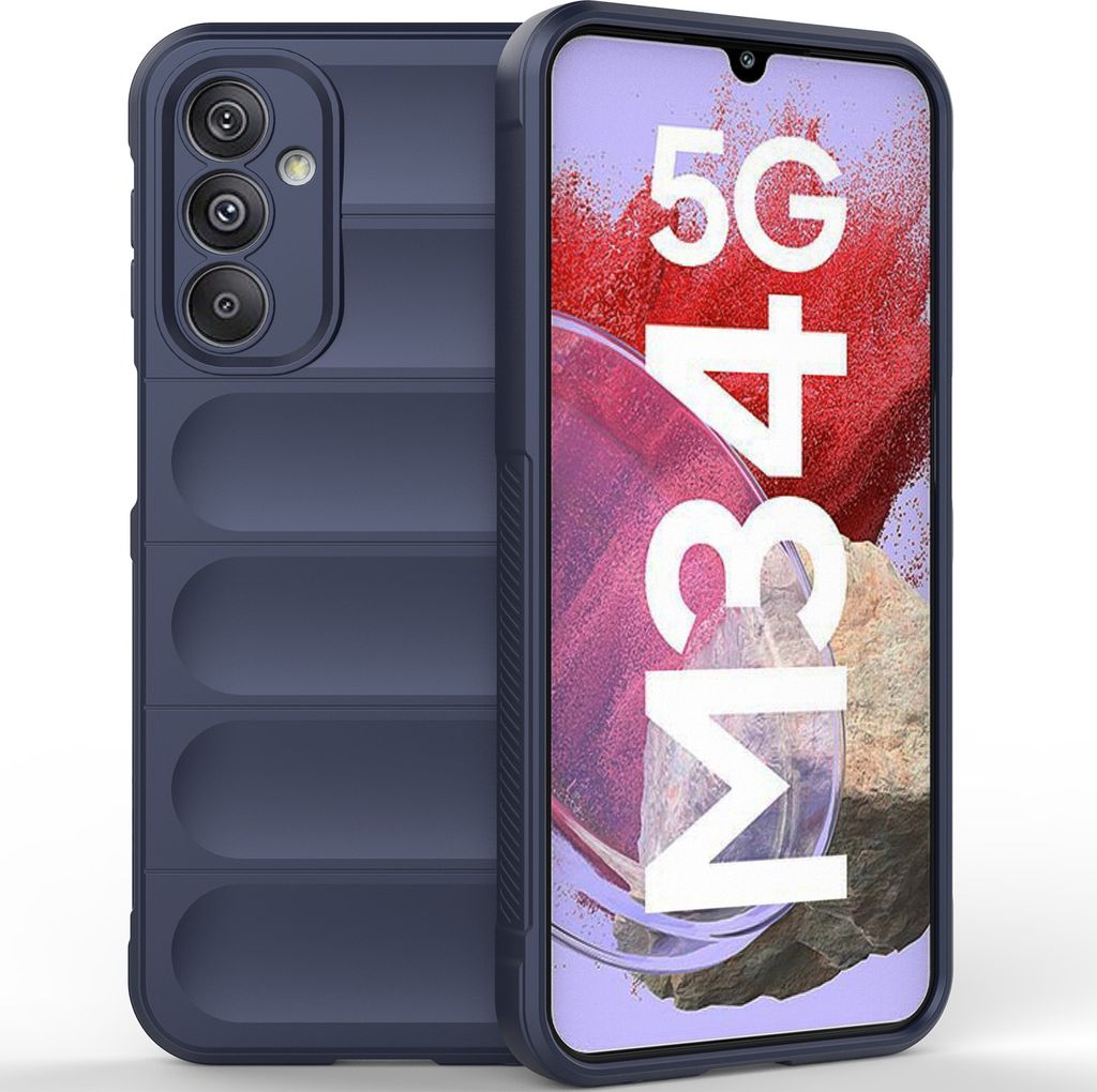 Handyhülle für Samsung Galaxy M34 5G Weich TPU Silikon Stossfest Anti-rutsch Hülle Dunkelblau