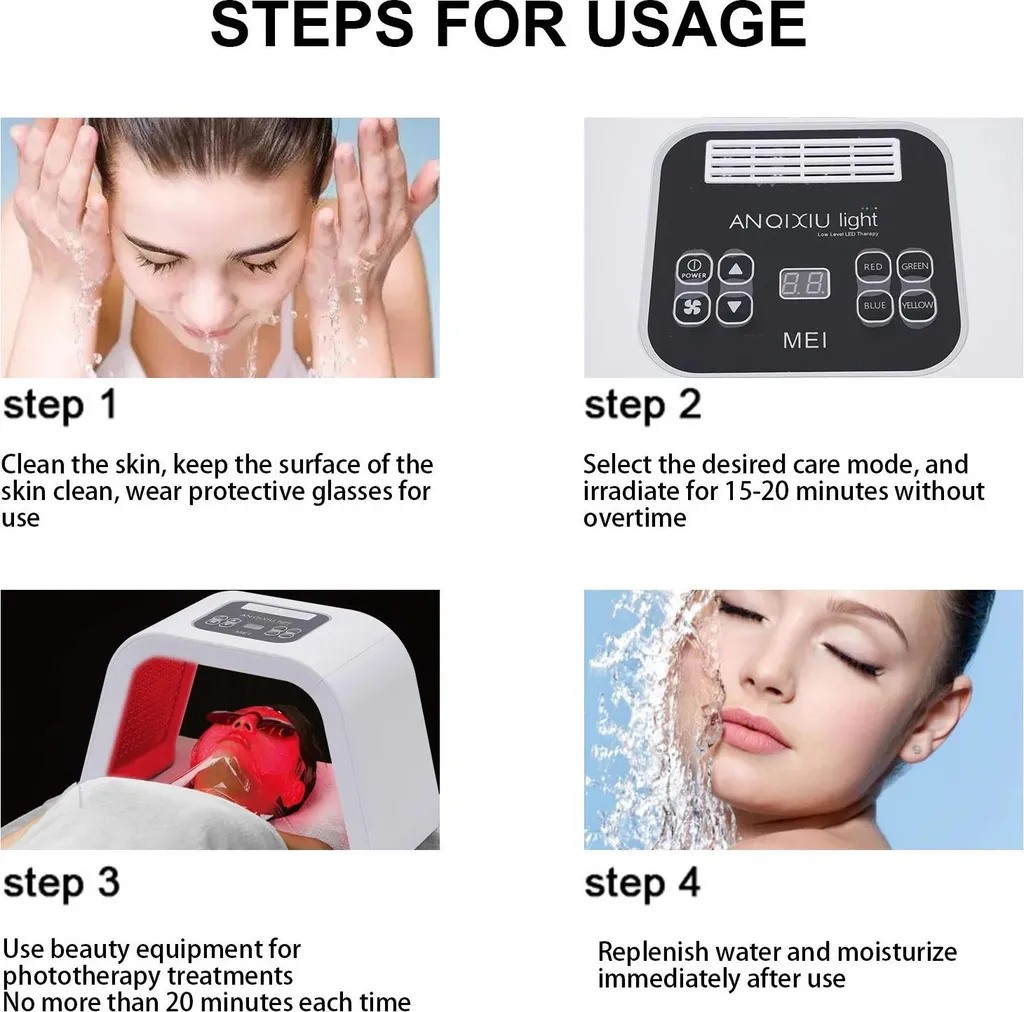 Masque LED visage 7 couleurs avec luminothérapie régénérante PDT - 7