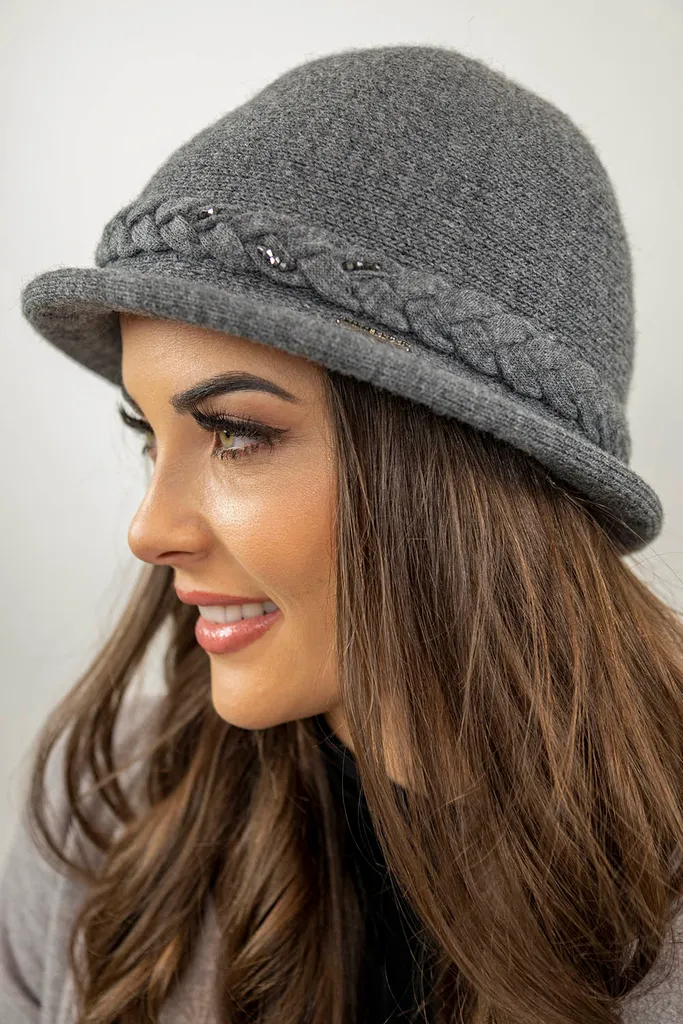 Cappello da donna Vivisence elegante cappello invernale caldo e accogliente copricapo per l'inverno e l'autunno caldo cappello a maglia spessa, cappello classico per le donne, EU, grigio scuro, taglia unica - 2