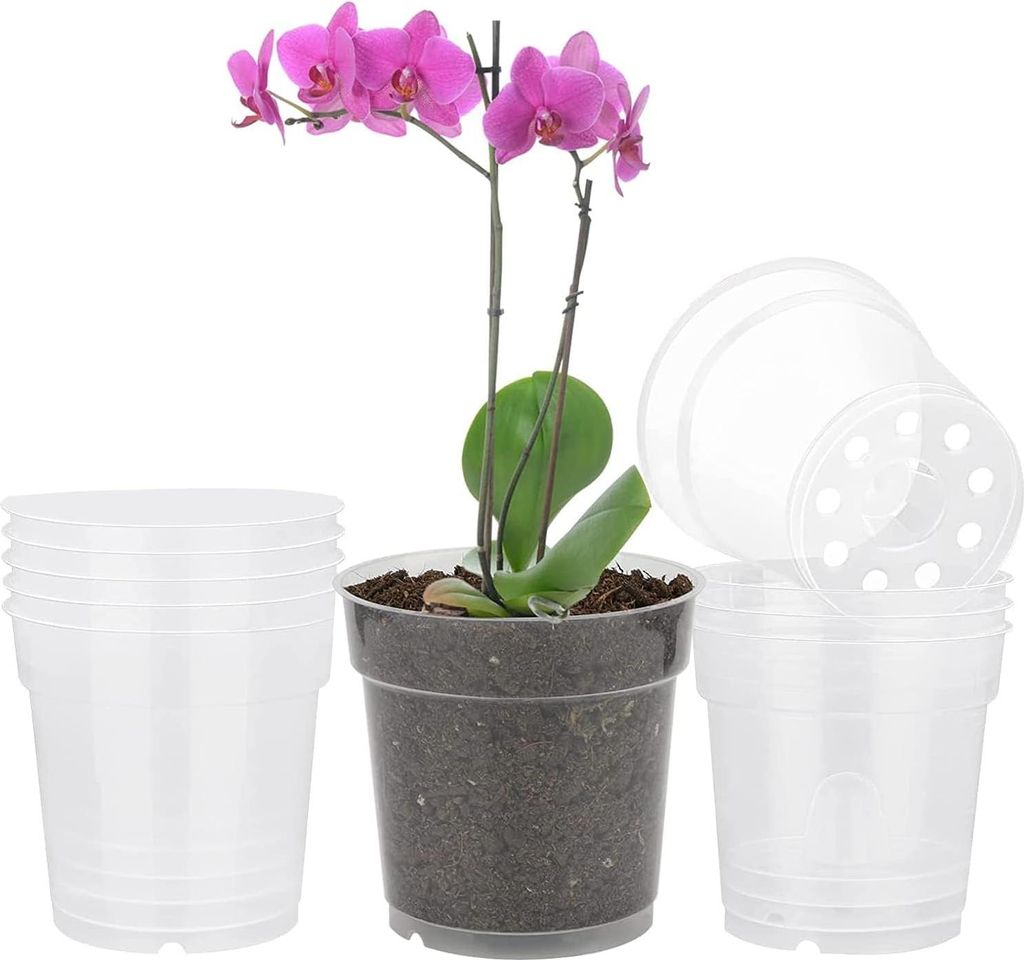 Durchsichtige Blumentöpfe - Pflanztöpfe - 10 Stück - transparent - Kunststoff - 11,5 cm