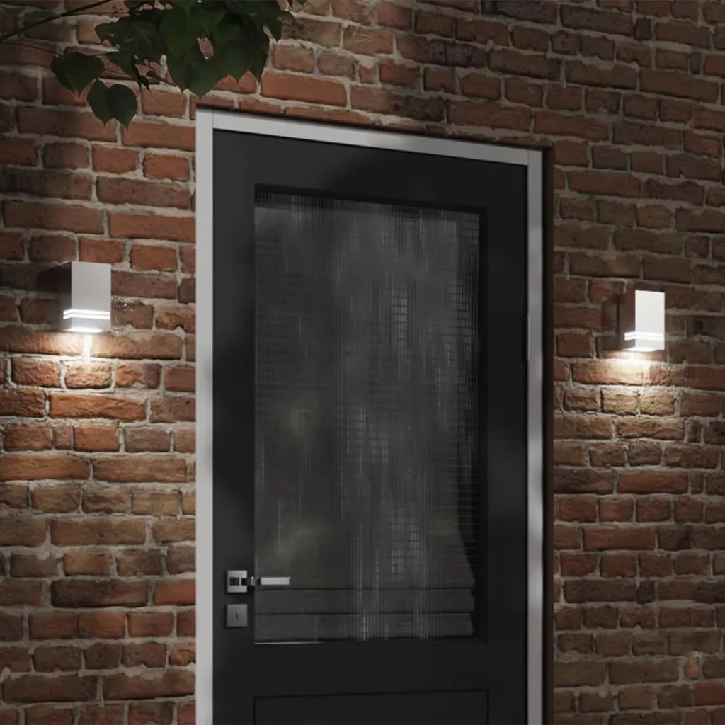 Applique Esterno Acciaio Inox Argento: Lampada Parete Robusta E27 - 2