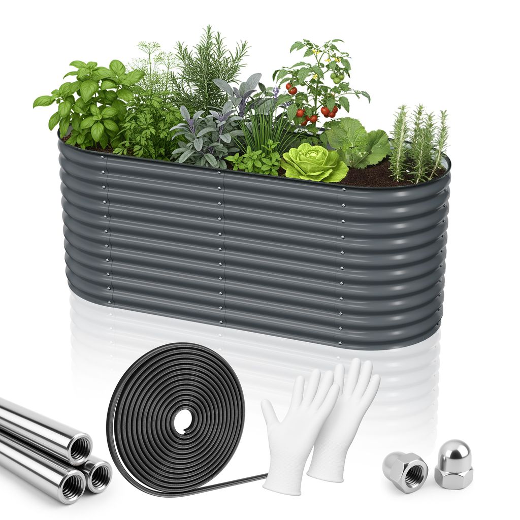 HOFGARTEN 200x80x78cm Hochbeet Metall | Pflanzbeet rostfrei & wetterfest (Grau)