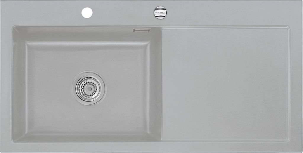 Auflagespüle KeraDomo MERA 100 SL Titan Becken links mit Produktbild 