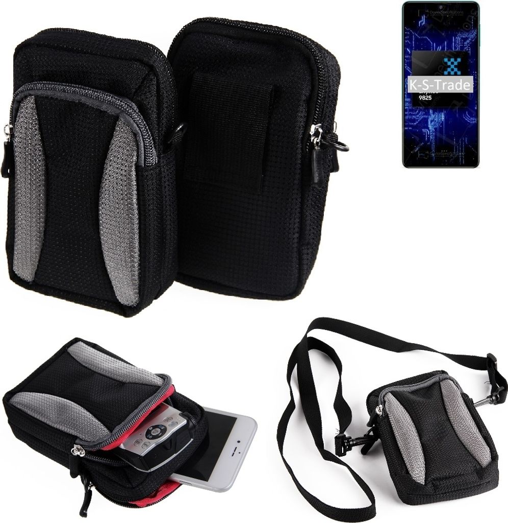 K-S-Trade Holster Schutz Hülle kompatibel mit Samsung Galaxy F62 Handy Hülle Gürteltasche Umhängetasche mit Zusatzfach schwarz
