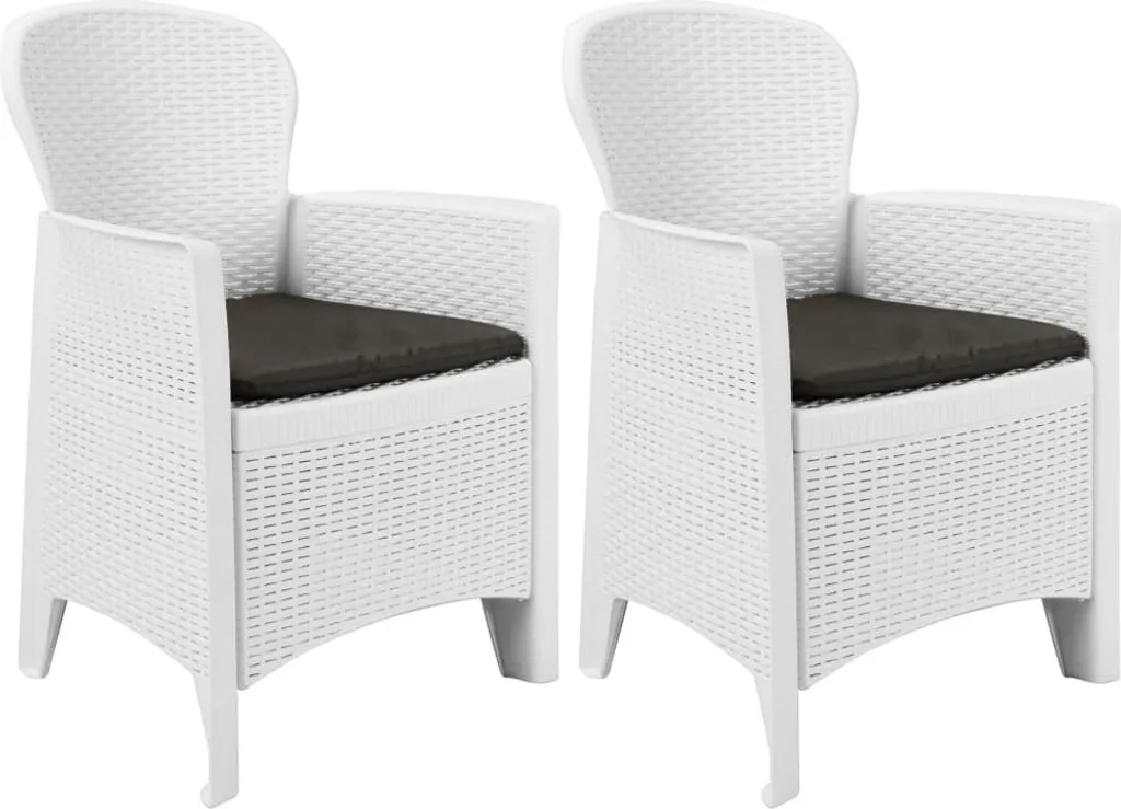 Fauteuils de jardin aspect rotin blanc avec coussins d'assise confort