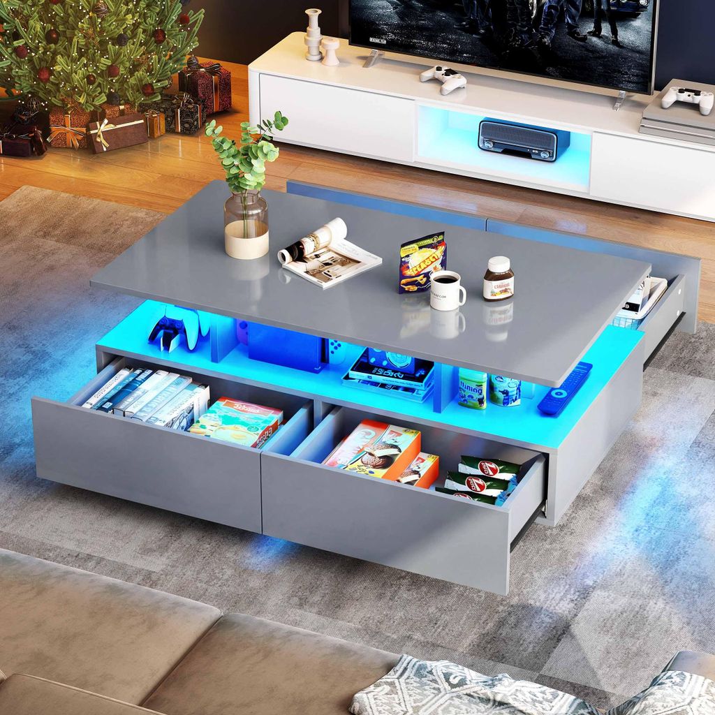 Couchtisch Wohnzimmertisch, Sofatisch mit 4 Schubladen und Produktbild 