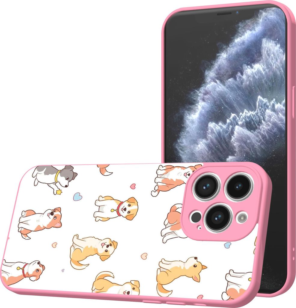 Smartphonica Handyhülle Geeignet für iPhone 11 Pro mit Hunden drucken - TPU Back Cover Case Hunde Design - Pink