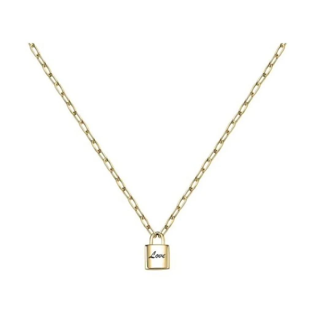 Collier cadenas Love plaqué or hypoallergénique - Bijou durable sans nickel