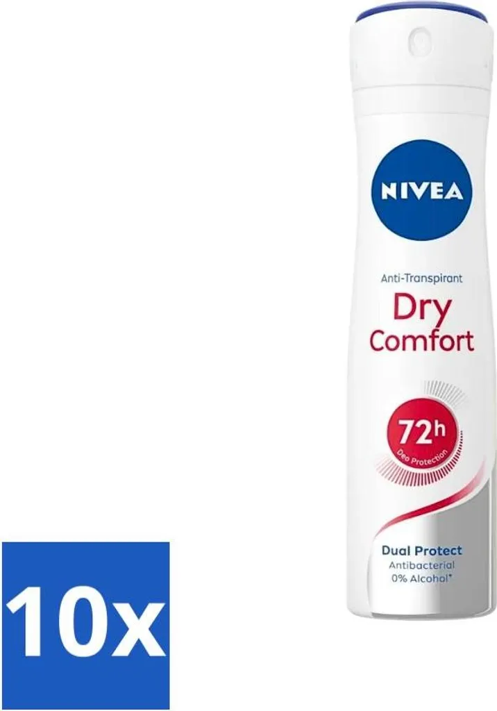 Scorta 10x NIVEA Dry Comfort Deodorante Spray 150ml Antibatterico
