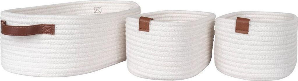 Rootz 3er-Set Baumwollkörbe - Aufbewahrungskörbe - Organizer Bins - platzsparend - 16x22x11cm Small, 25x35x13cm Large