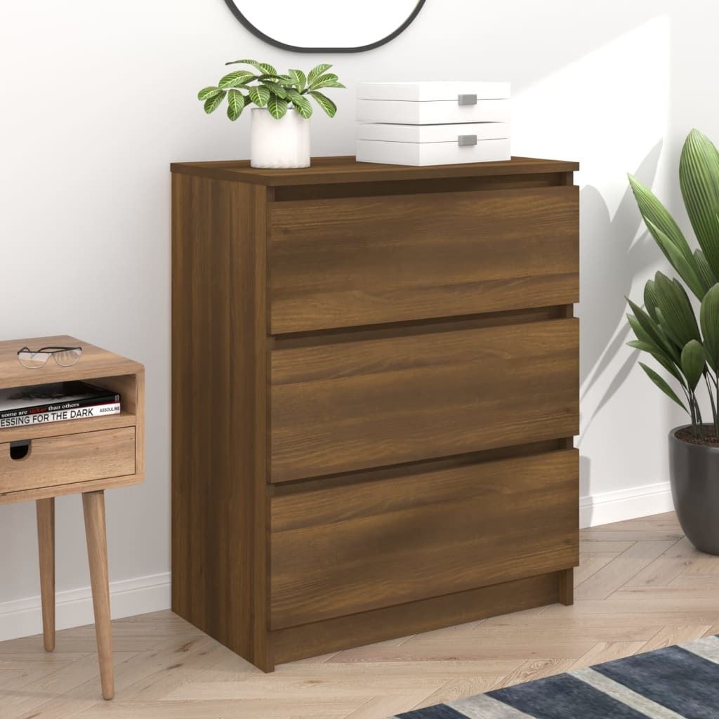 "Rabatt" Mehrzweckschrank/Vitrine/Sideboard - Modernes Design - Braun Eichen-Optik 60x35x76 cm Holzwerkstoff - Kommoden CC21274