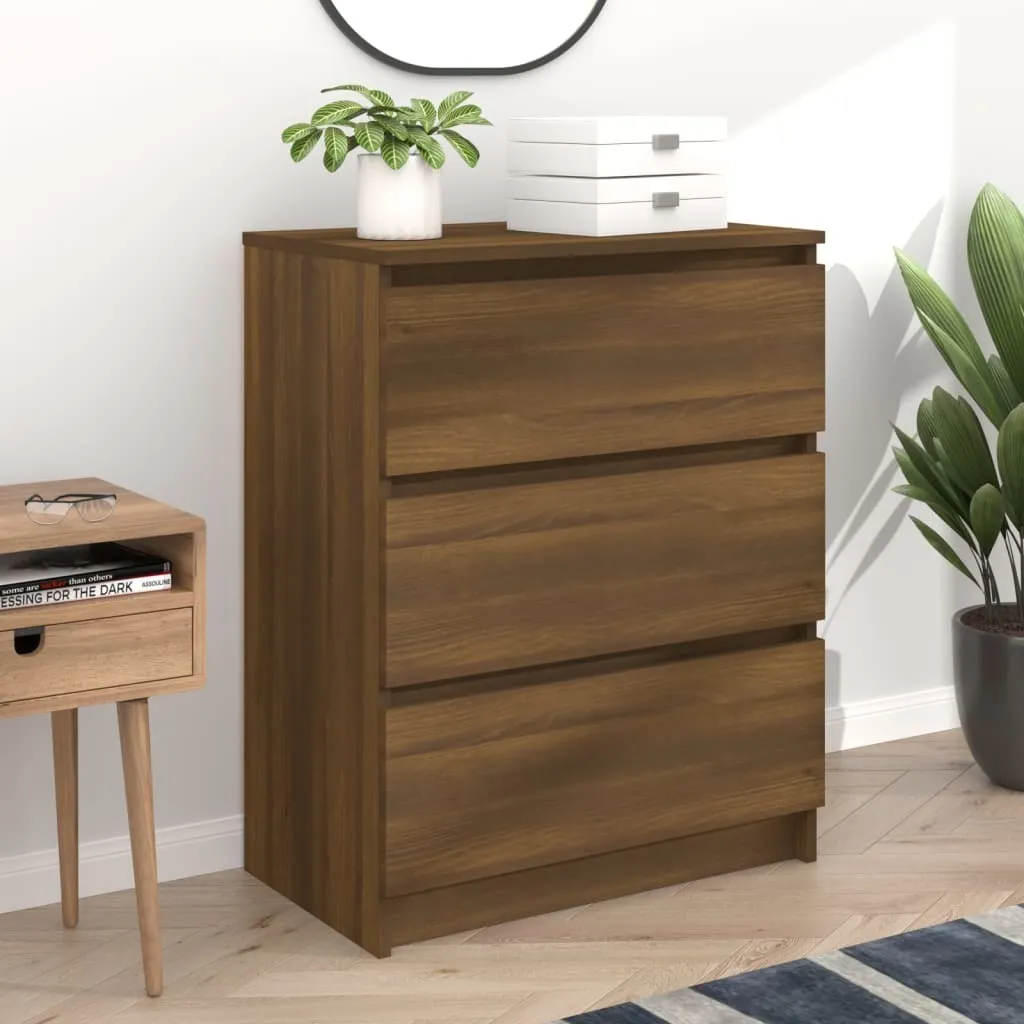 Credenza vidaXL Look Rovere 60cm - Mobile 3 Cassetti Design Moderno
