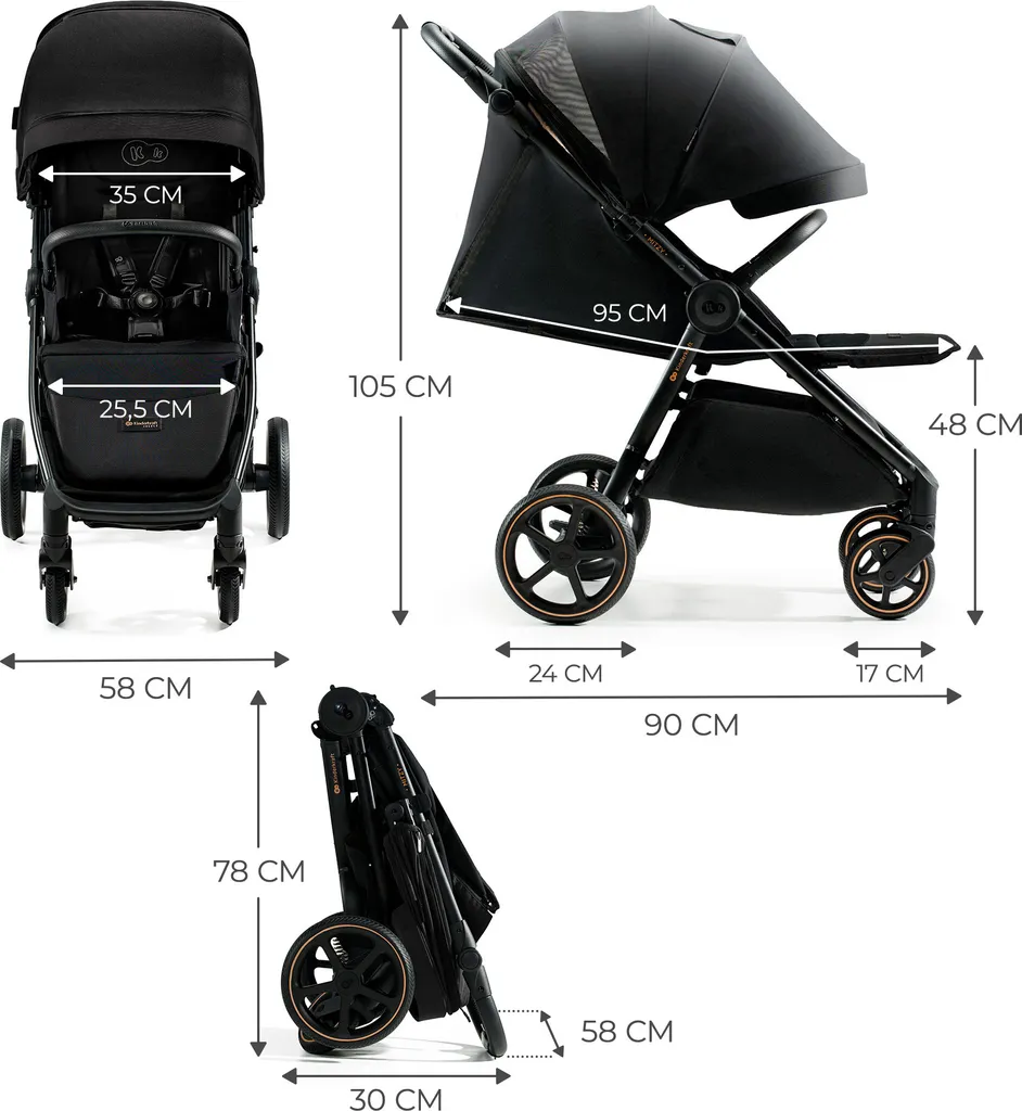 Poussette Mitzy Ink Noir Kinderkraft Select avec Pliage Rapide Compact - 11
