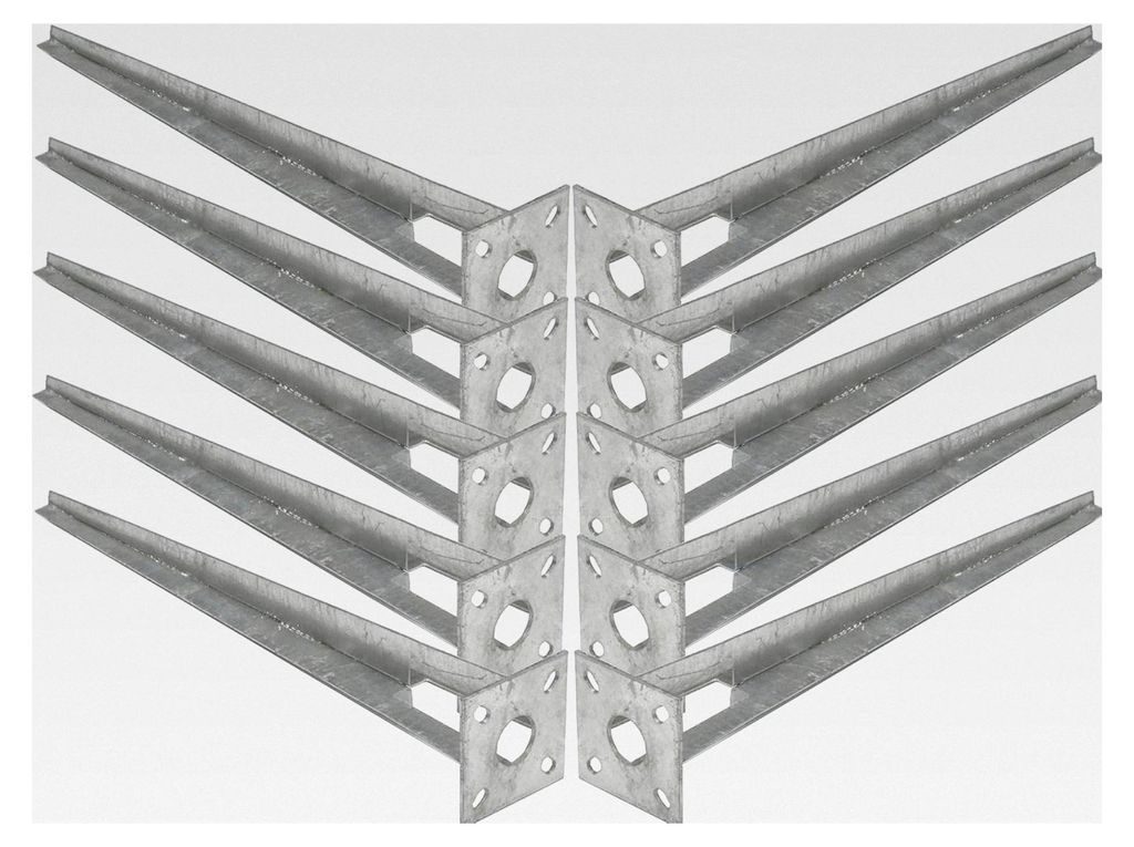 Bodenhülsen Set mit 10 Stück Ø 34 mm – 50 cm Einschlaghülsen für Pfostenträger mit Kopfplatte 10x10 cm, feuerverzinkt – Zaunpfosten für ...