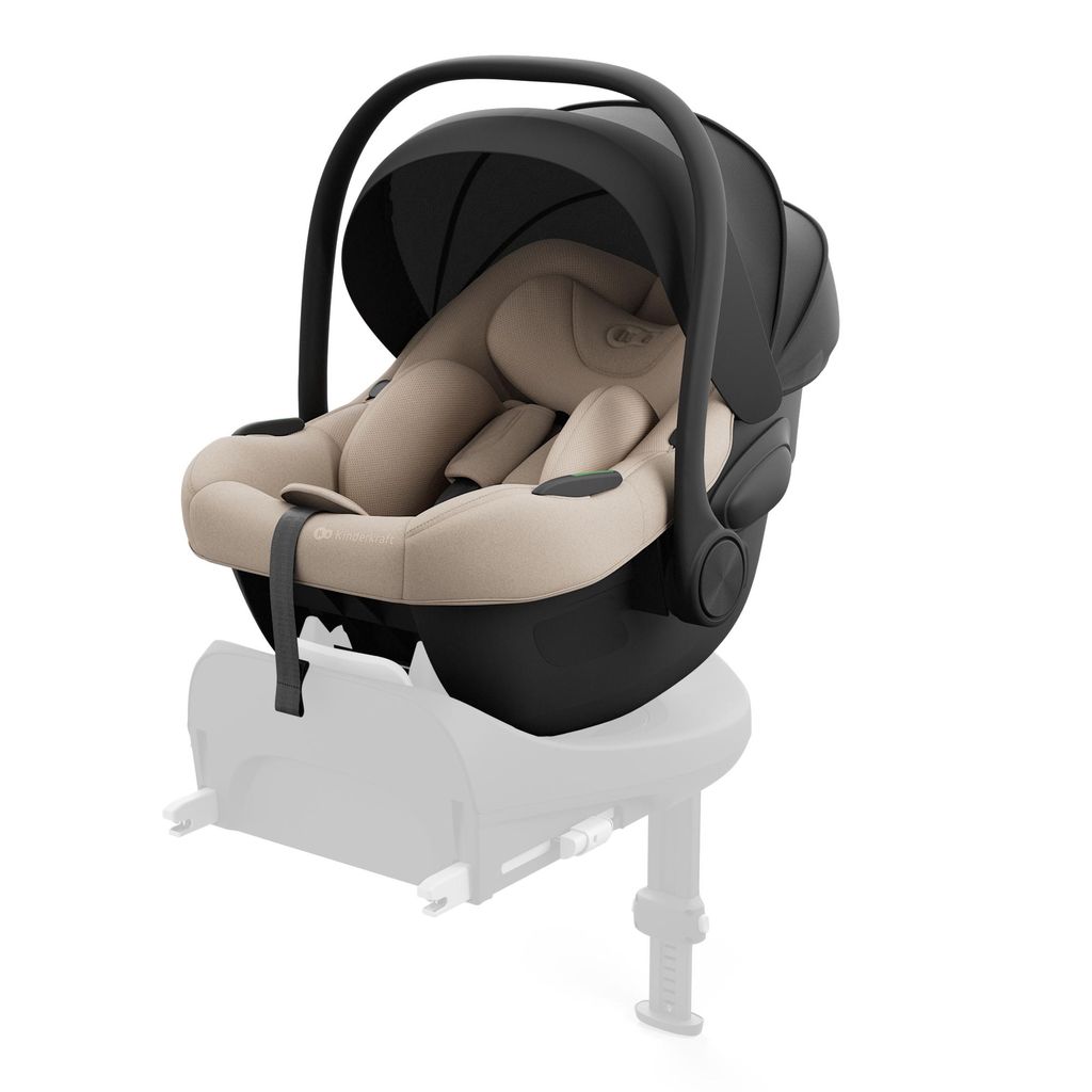 Kinderkraft I-LITE i-Size Babyschale 40–87 cm – Ultraleicht (3,2 kg), ISOFIX & Gurtmontage, Sonnenverdeck, Beige