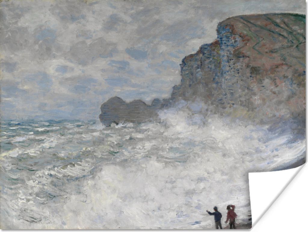 MuchoWow Poster Raues Wetter in Etretat - Gemälde von Claude Monet 160x120 cm - Foto Plakat