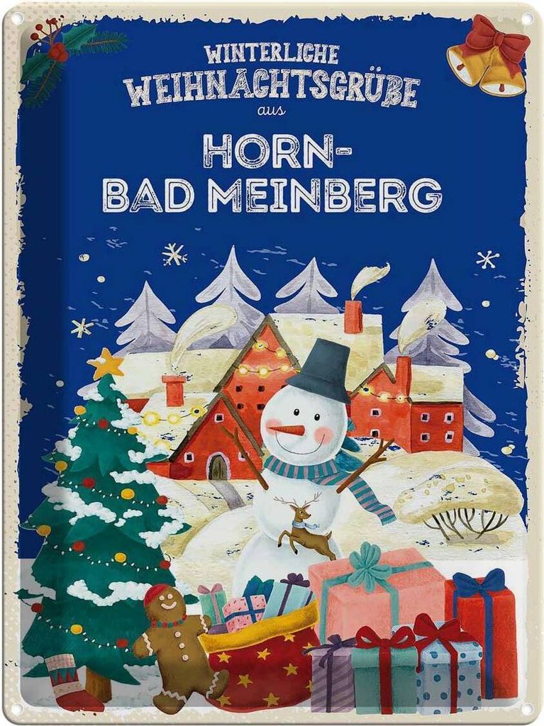 vianmo Blechschild 40x30 cm Weihnachtsgrüße HORN-BAD MEINBERG Abenteuer Reisen Urlaub Weihnachten