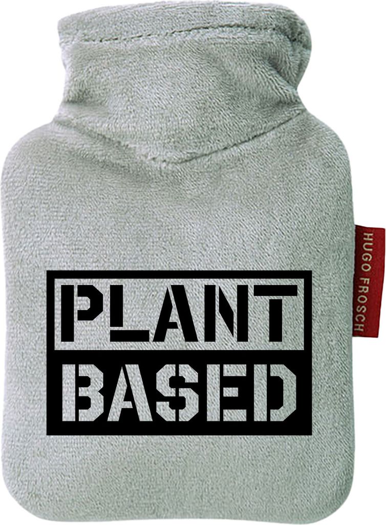 Huuraa Mini-Wärmflasche Plant Based Modern 0,2 Liter Grey Mini Veloursbezug Taschenwärmer Geschenkidee