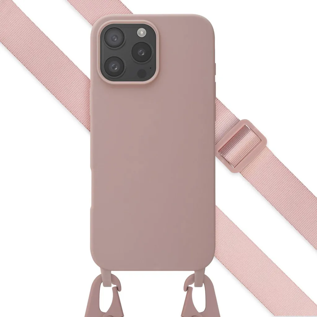 Custodia Selencia iPhone 16 Pro Max Rosa Sabbia con Cinturino | Fashion