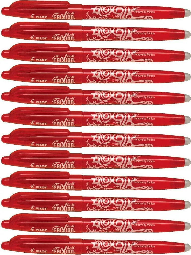 Roller Frixion Ball 1.0 Rouge Pilot - Set de 12 Stylos Effaçables
