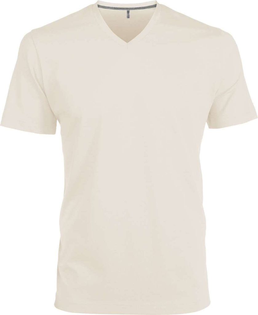 Kariban Herren T-Shirt Kurzarm V-Neck V-Ausschnitt Basic Kurzarmshirt, Größe:2XL, Farbe:Light Sand