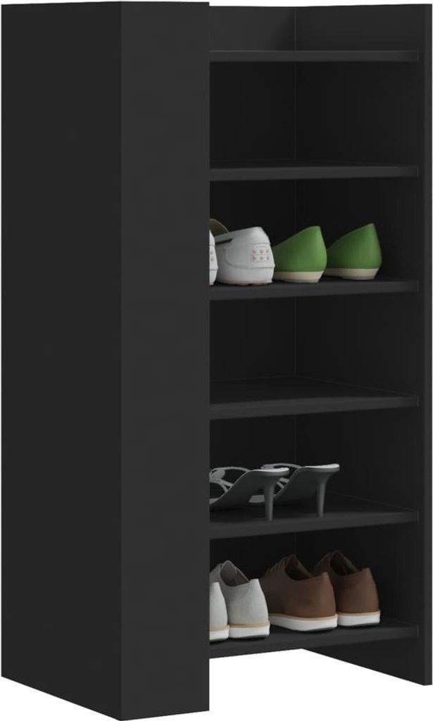 "SALE 2026"Schuhschrank - elegantes Design - Schuhablage/Schuhkommode Schwarz 52x37,5x100cm Holzwerkstoff NEU860179 - Schuhregale