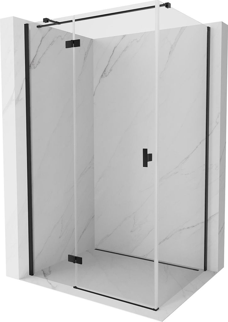 Mexen Mist H T Duschkabine schwenkbar links 95 x 70 cm, transparent, schwarz - 8A5T-095-070-70-00-L