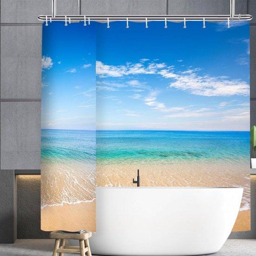 Famanu Duschvorhang Schimmelbeständig - Strandmotiv 240 x Produktbild 