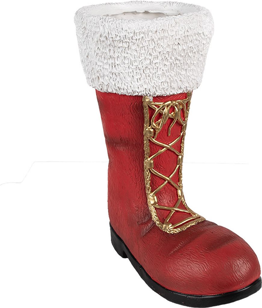Clayre & Eef Weihnachtsdekorationsfigur Stiefel 32x19x36 cm Rot Keramikmaterial