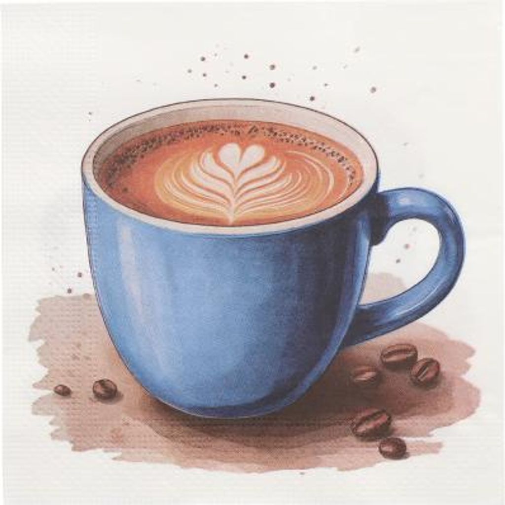 200 Papstar Servietten, 3-lagig 1/4-Falz 33 cm x 33 cm Cup of Coffee 37516