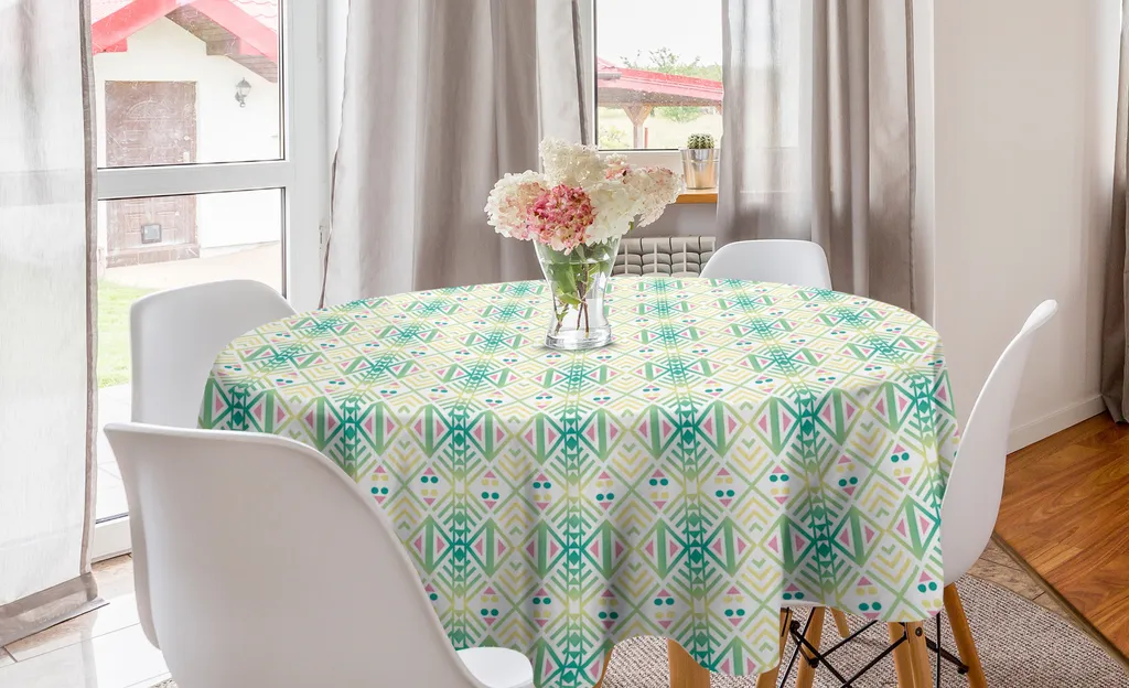 Tovaglia Circolare Etnica ABAKUHAUS 150cm: Design Rombi Multicolore