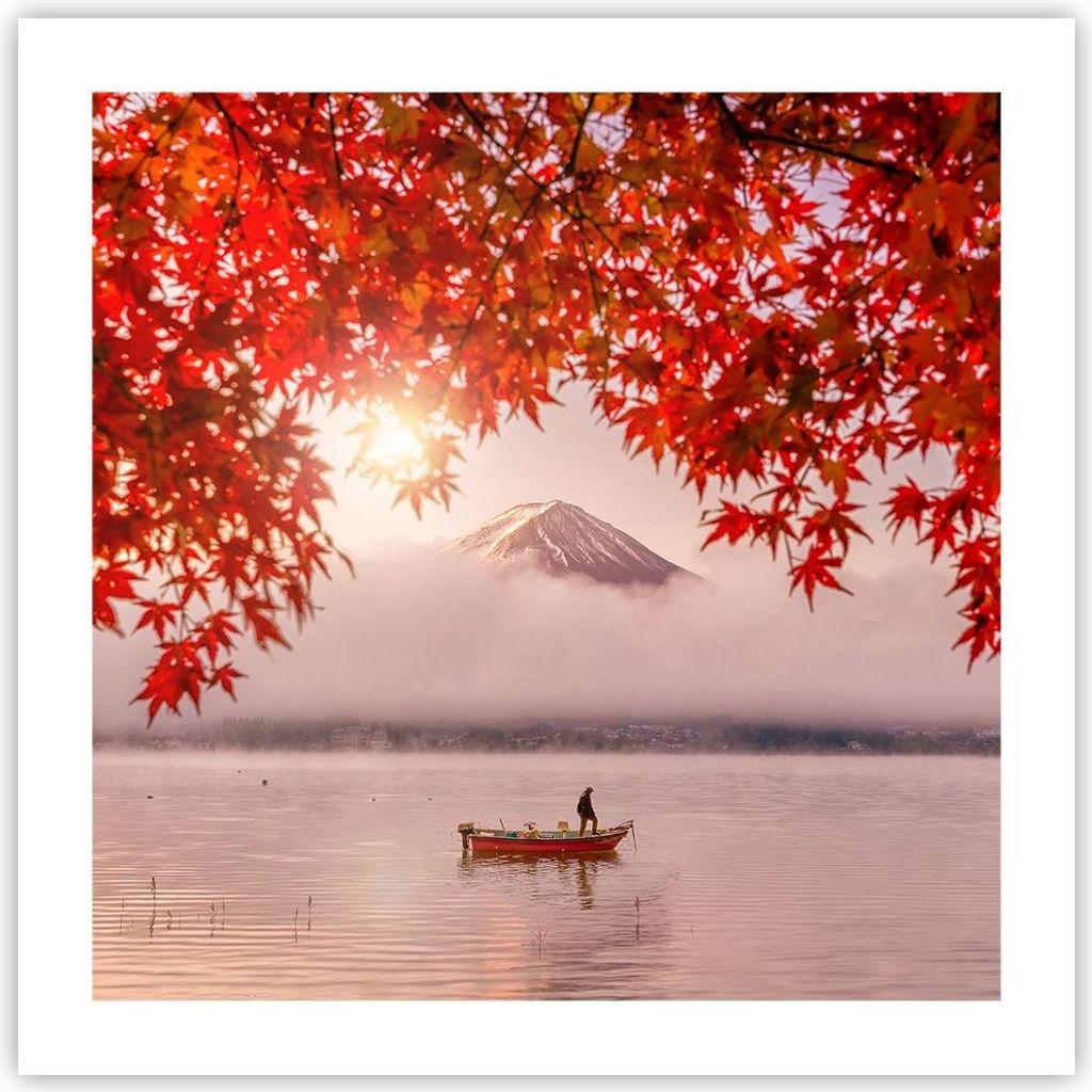 Poster - Poster ohne Rahmen - Vulkan See - 50x50 cm - Wand Bild - Wanddeko - Wandbilder - Kunstposter - Wandposter - Bilder - Kunstdruck - Wanddeko...