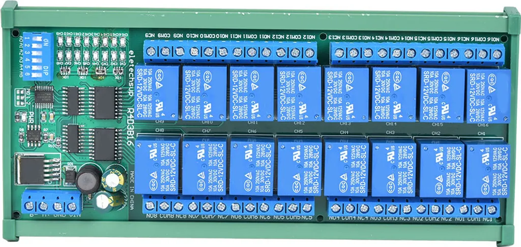 Relais RTU RS485 12V 6 Canaux avec Boîtier Rail DIN de Protection