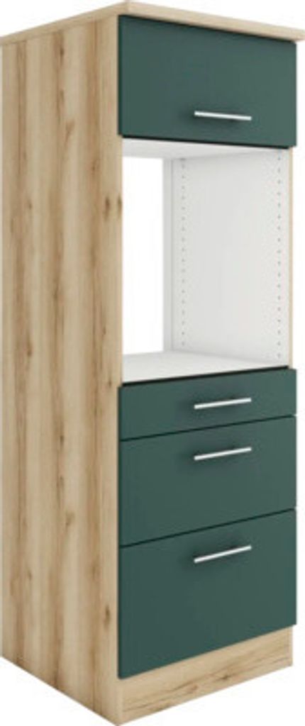 Optifit Backofenhochschrank mit Auszügen Savona405 BxTxH 60 x 60 x 174,4 cm grün matt zerlegt Anschlag reversibel KUSA M