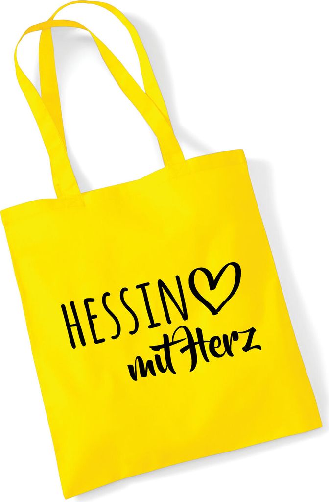 Huuraa Jutebeutel Hessin mit Herz 10 Liter Yellow Baumwolle Tasche Geschenkidee