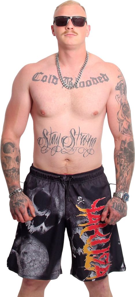 Yakuza Herren Battlefield Mesh Shorts, Schwarz, S