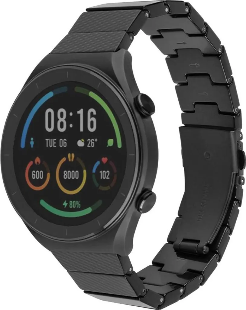 Cinturino per smartwatch, QuickRelease 18 mm, resina fissa, nero carbonio