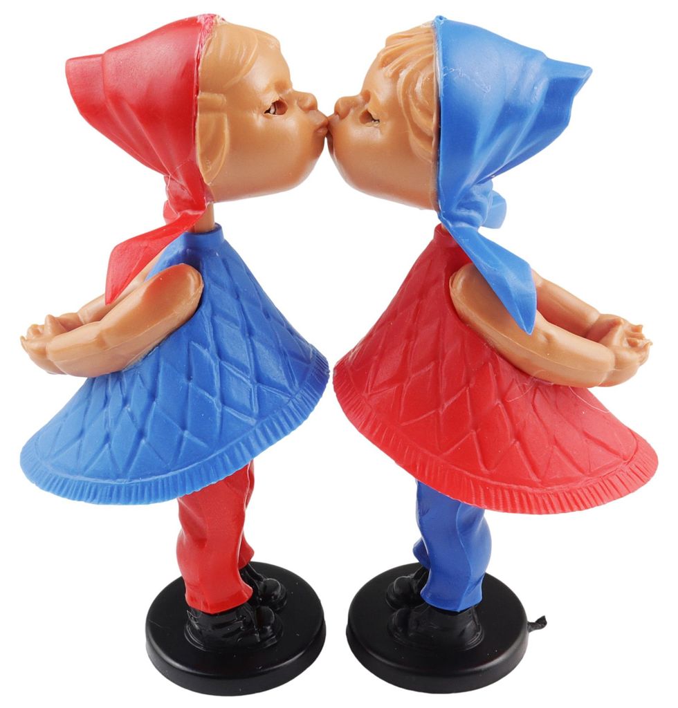 Magnetische Kusspuppen klassisch blau rot küssendes Paar Produktbild 